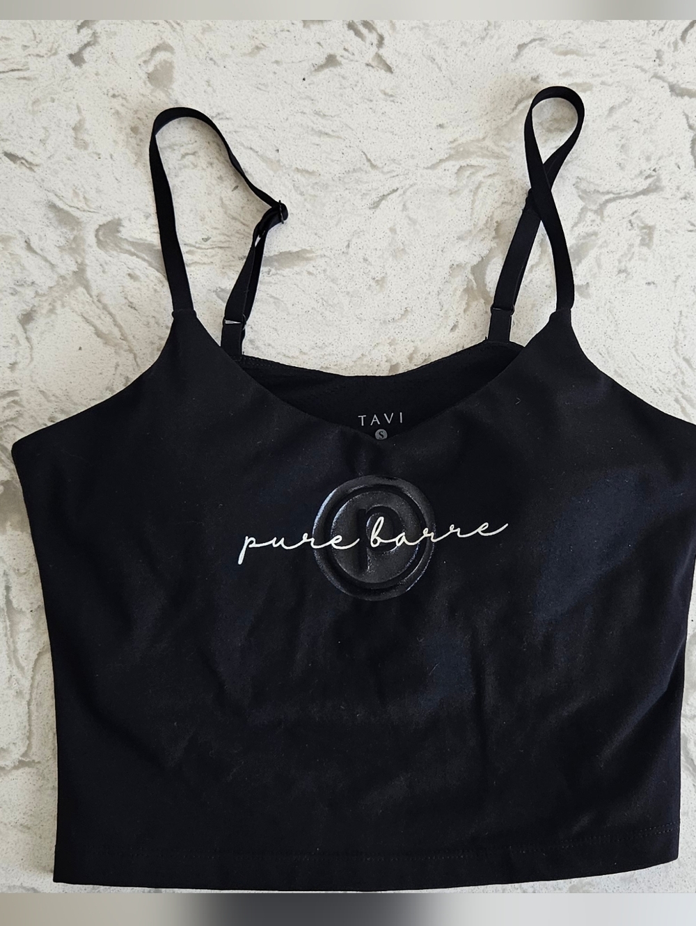 Tavi Pure Barre Black Cami Bra Cropped Tank Small NWT